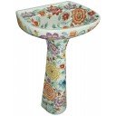 Mexican Talavera Pedestal Sink Pajaritos Strada